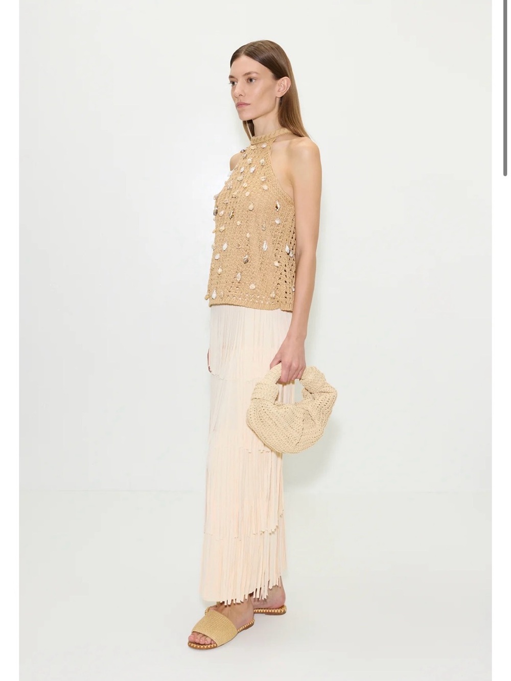 Simon Miller Tan Crochet Shell-Embellished Halter Tank - Picture 4 of 11